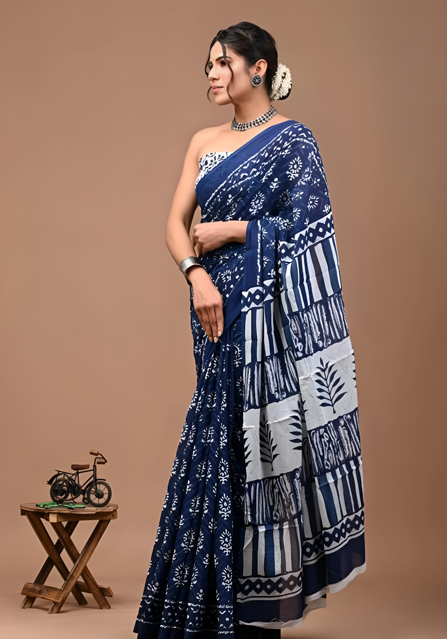 Jaipuri Hand Block Printed Soft Cotton Mulmul Saree