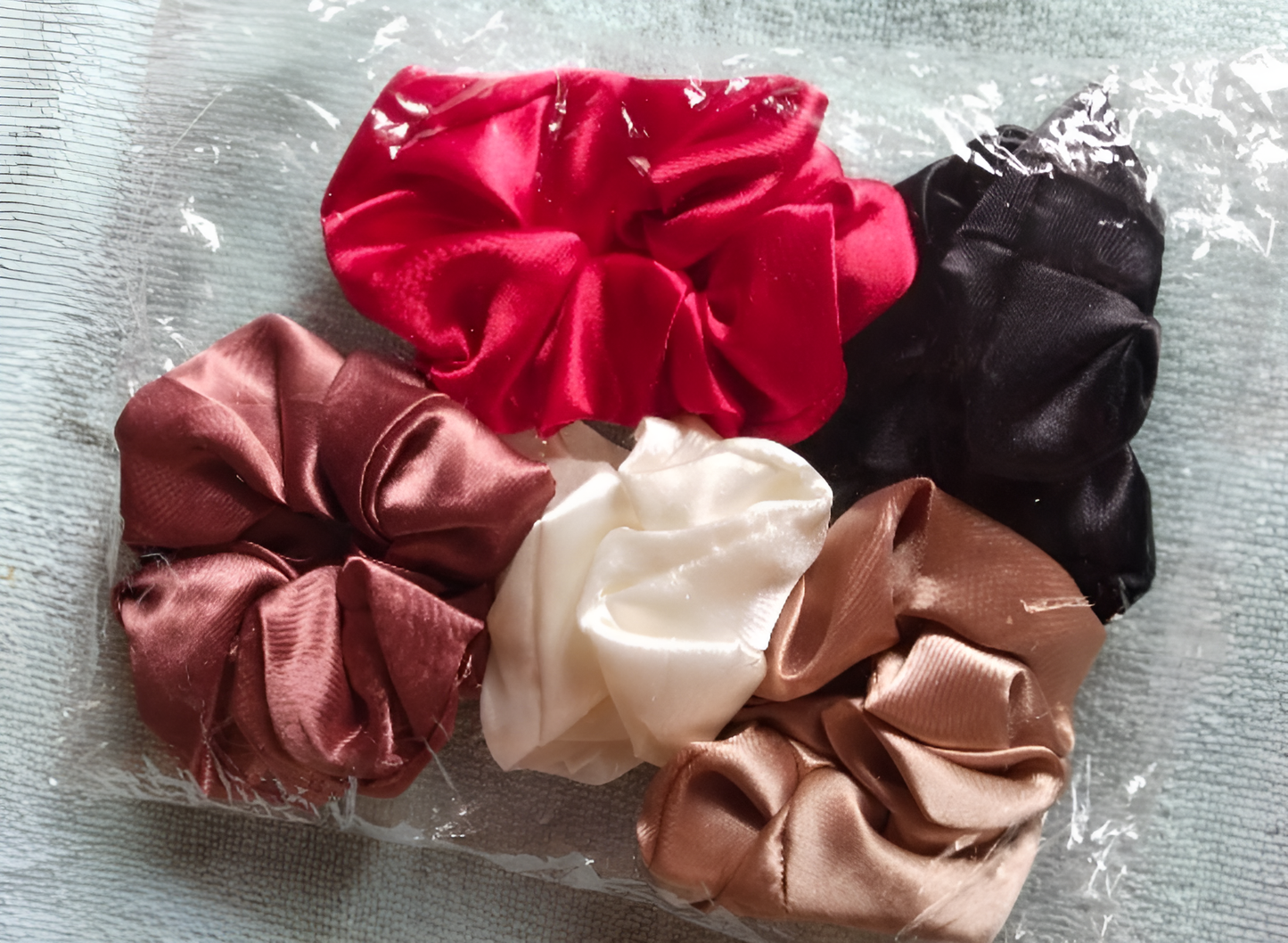 Premium Silk Satin Scrunchies (Pack of 5) Rubber Band