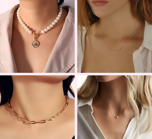 9 Necklace Combo Set (8 Rose Gold, 1 Silver)