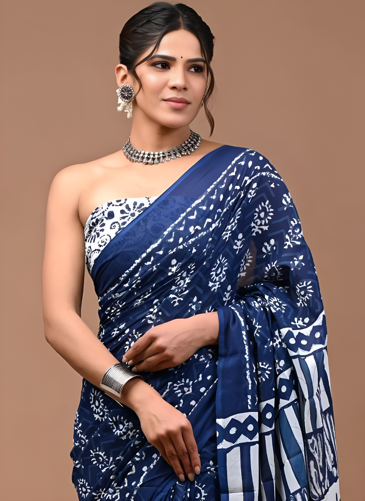 Jaipuri Hand Block Printed Soft Cotton Mulmul Saree