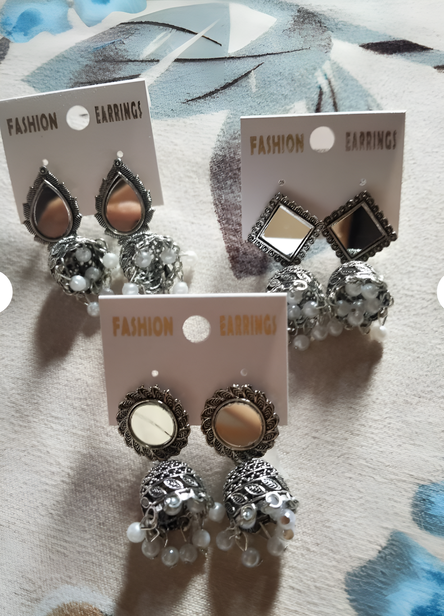 Stylish oxidized silver plated Jhumkas set of 3 pairs earring for girls & women