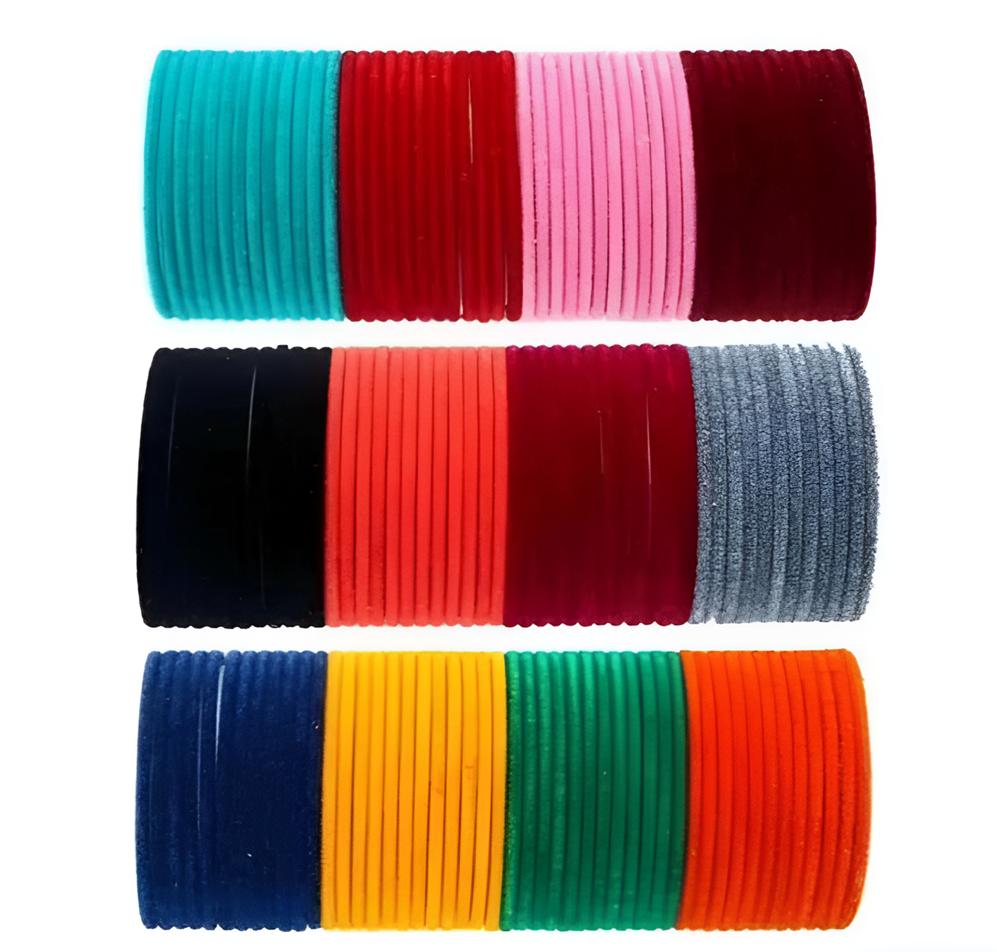 Metal Base Metal with Velvet worked Glossy Finished Bangle Set