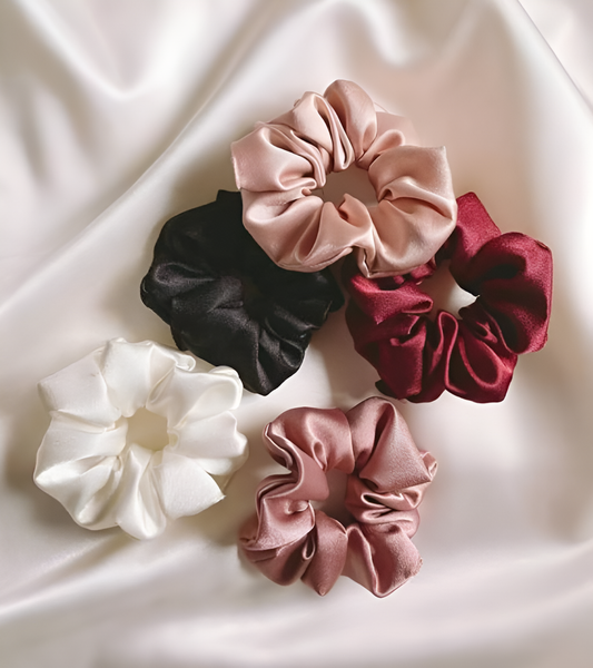 Premium Silk Satin Scrunchies (Pack of 5) Rubber Band