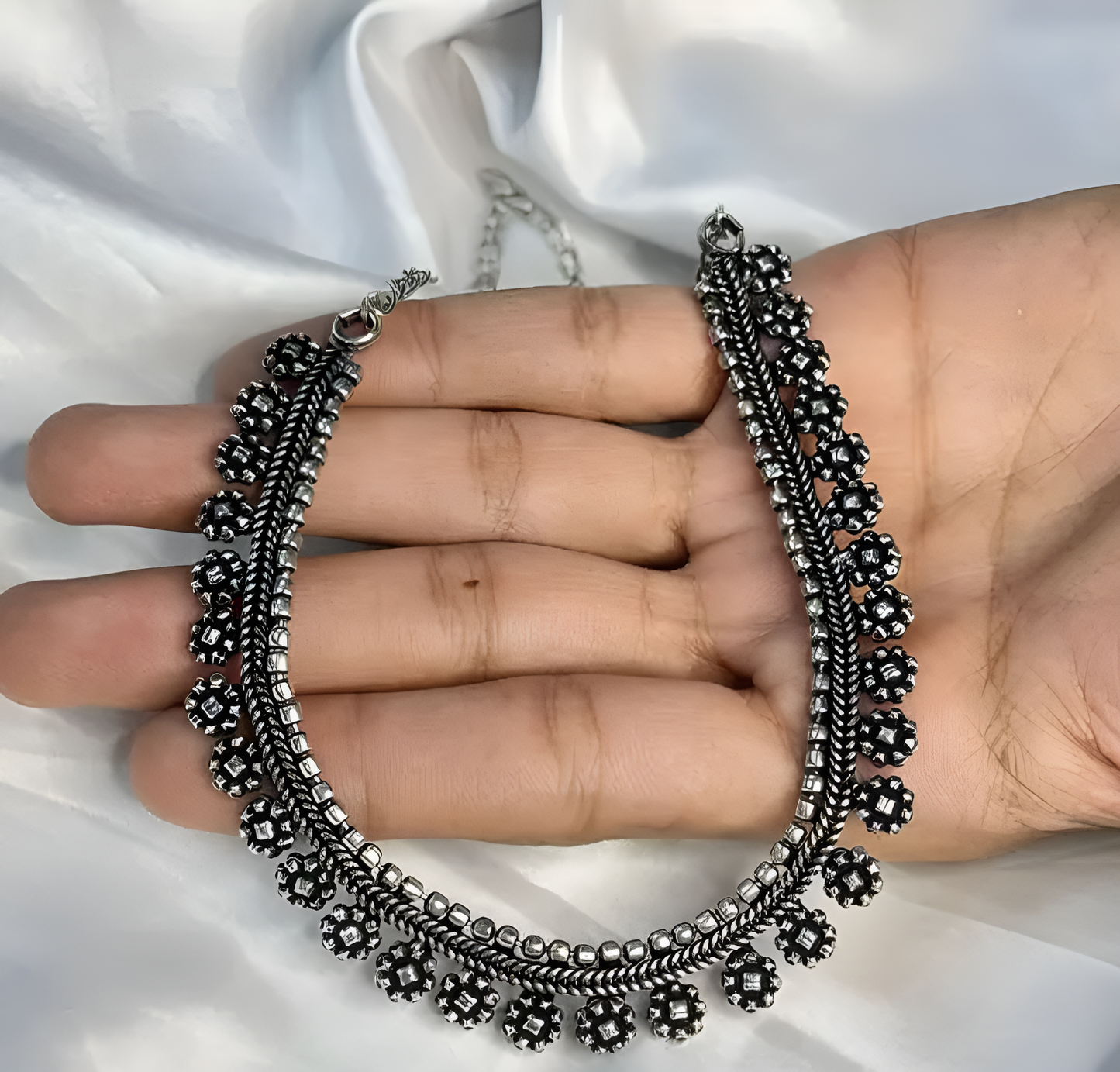 silver oxidise necklace for women and girls