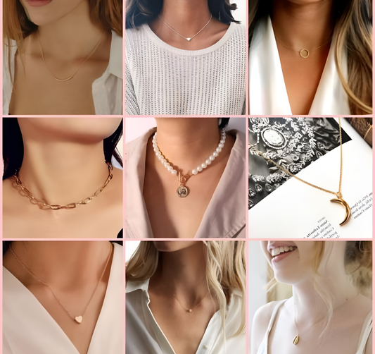 9 Necklace Combo Set (8 Rose Gold, 1 Silver)
