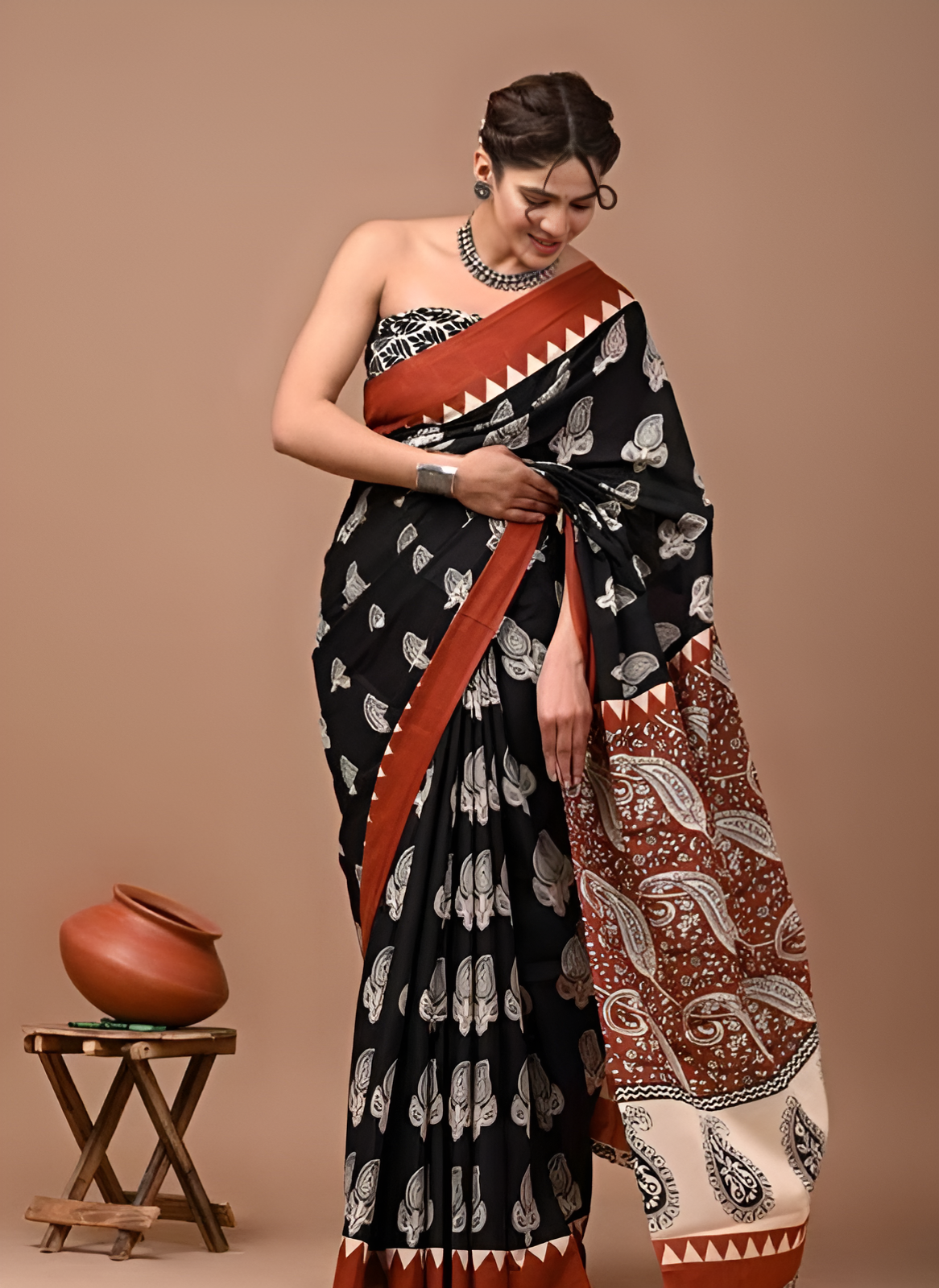 Jaipuri Hand Block Printed Daily Wear Soft Cotton Mulmul Saree