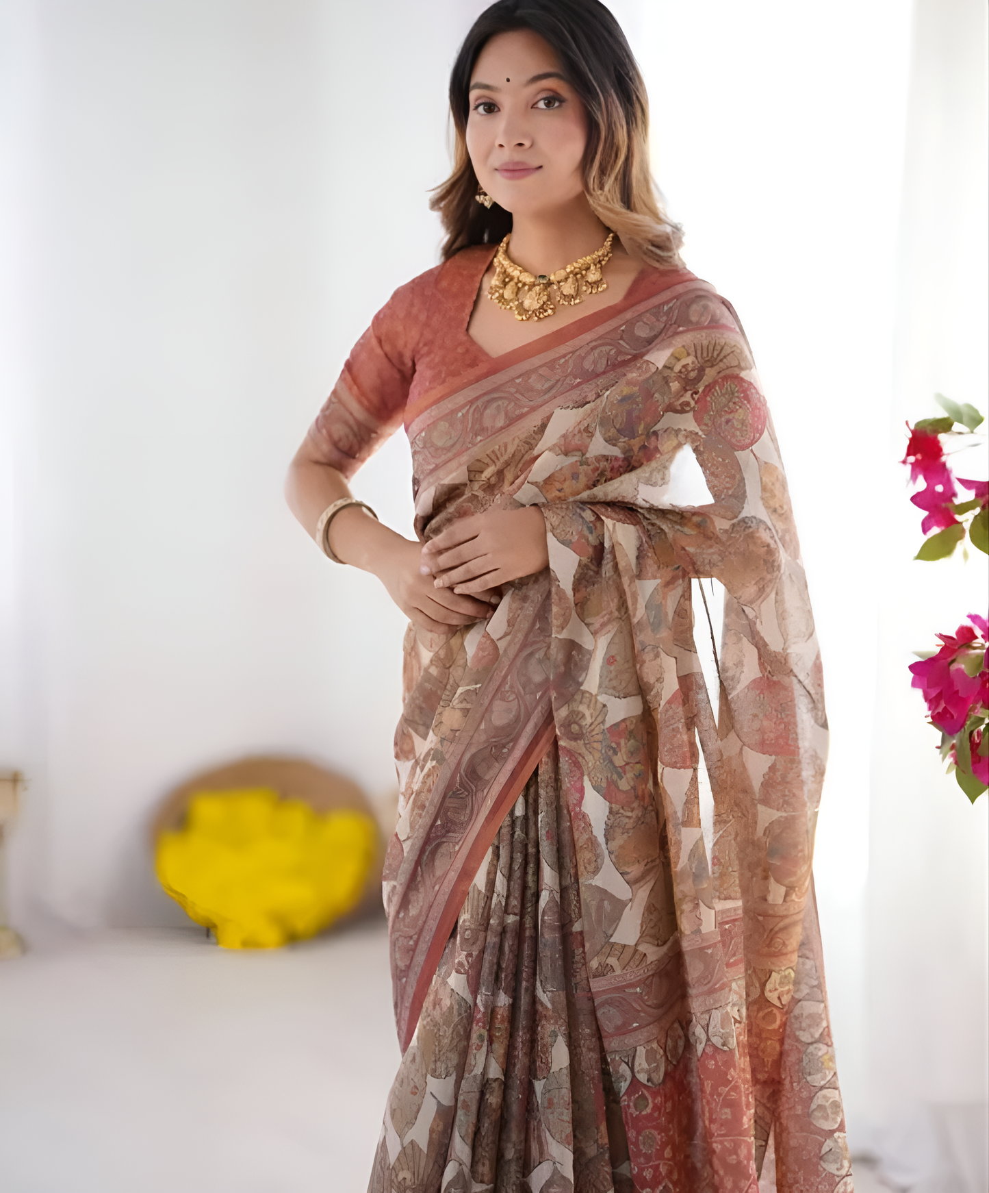 Trendy Handloom Cotton Saree with Tassels | Printed Saree for Daily Wear