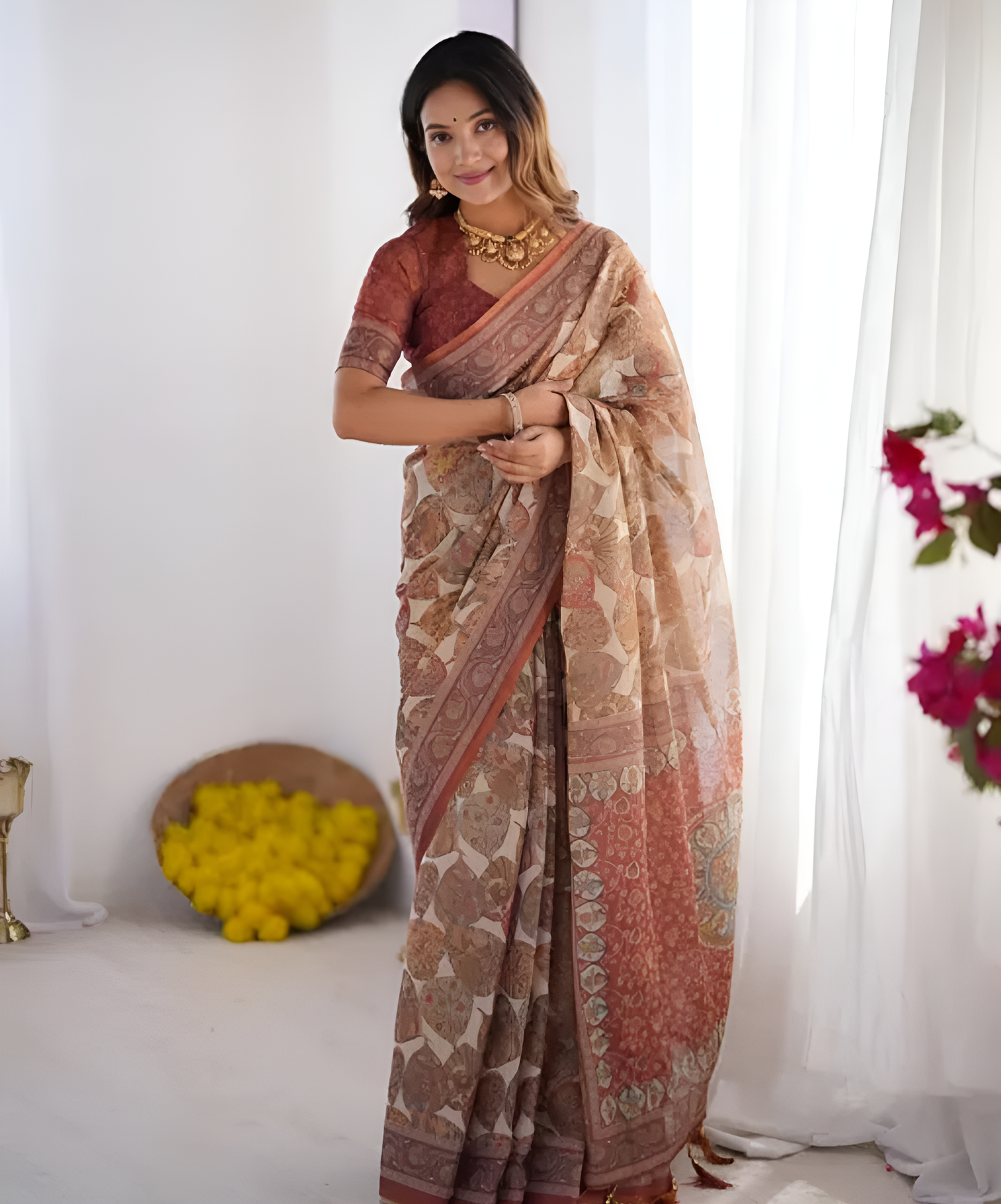 Trendy Handloom Cotton Saree with Tassels | Printed Saree for Daily Wear